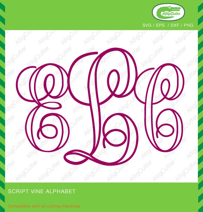 Download Script Vine Outline Alphabet Monogram SVG DXF PNG eps font Cut