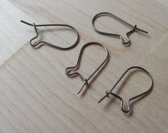 Titanium 17 mm Kidney Earrings Wires, Set 10 pairs Hypoallergenic Titanium Earring Findings, Grade 1 Nickel Free Titanium Earring Components