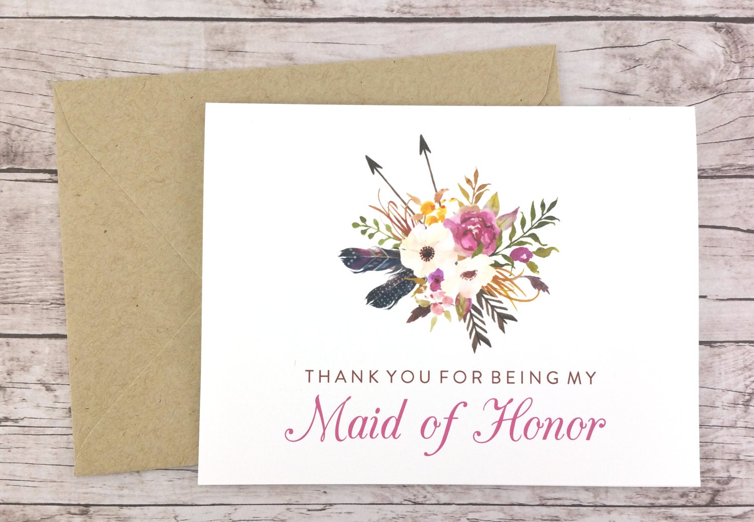 thank you for being my maid of honor card