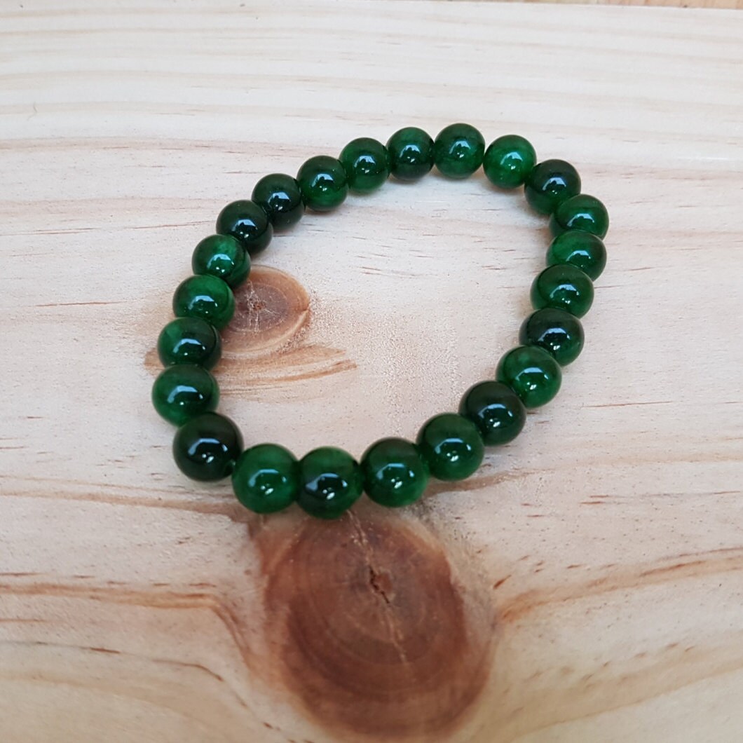 Jade single beaded stretch bracelet