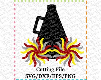 Cheer Megaphone Pompoms SVG, megaphone svg, cheer svg, pompoms svg, megaphone cutting file, pompoms cutting file, LIMITED commercial use