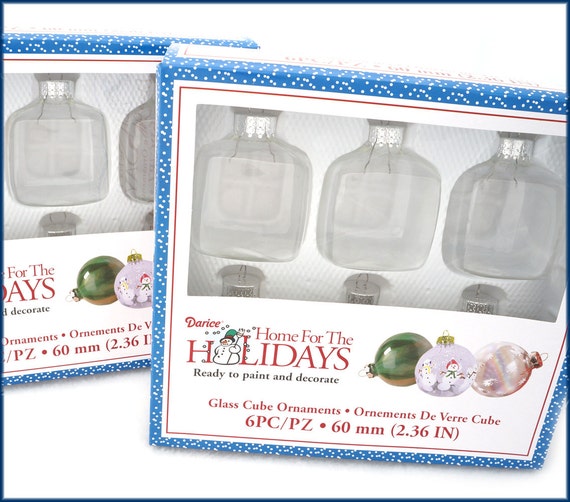 Cube Clear Ornaments Set Of 12 Clear Glass Cube 2