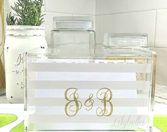 Personalized Recipe Box - Custom Recipe Box - Acrylic Recipe Box - Monogrammed Recipe Box - Acrylic Storage Box - Recipe Storage Box