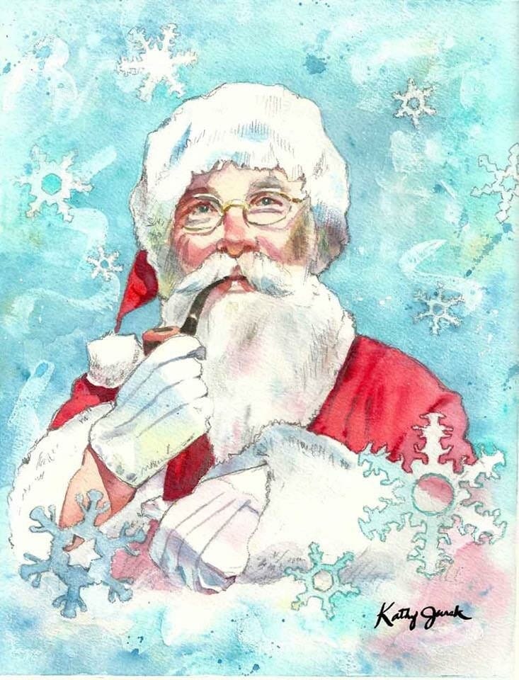 Santa Claus Wall Art Watercolor Print Santa with by kathyjurek