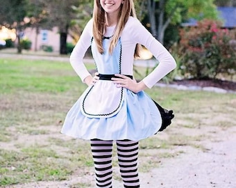 ALICE in WONDERLAND costume apron, Alice in wonderland Apron, sexy costume, hostess apron, bridal shower gift, Halloween costume