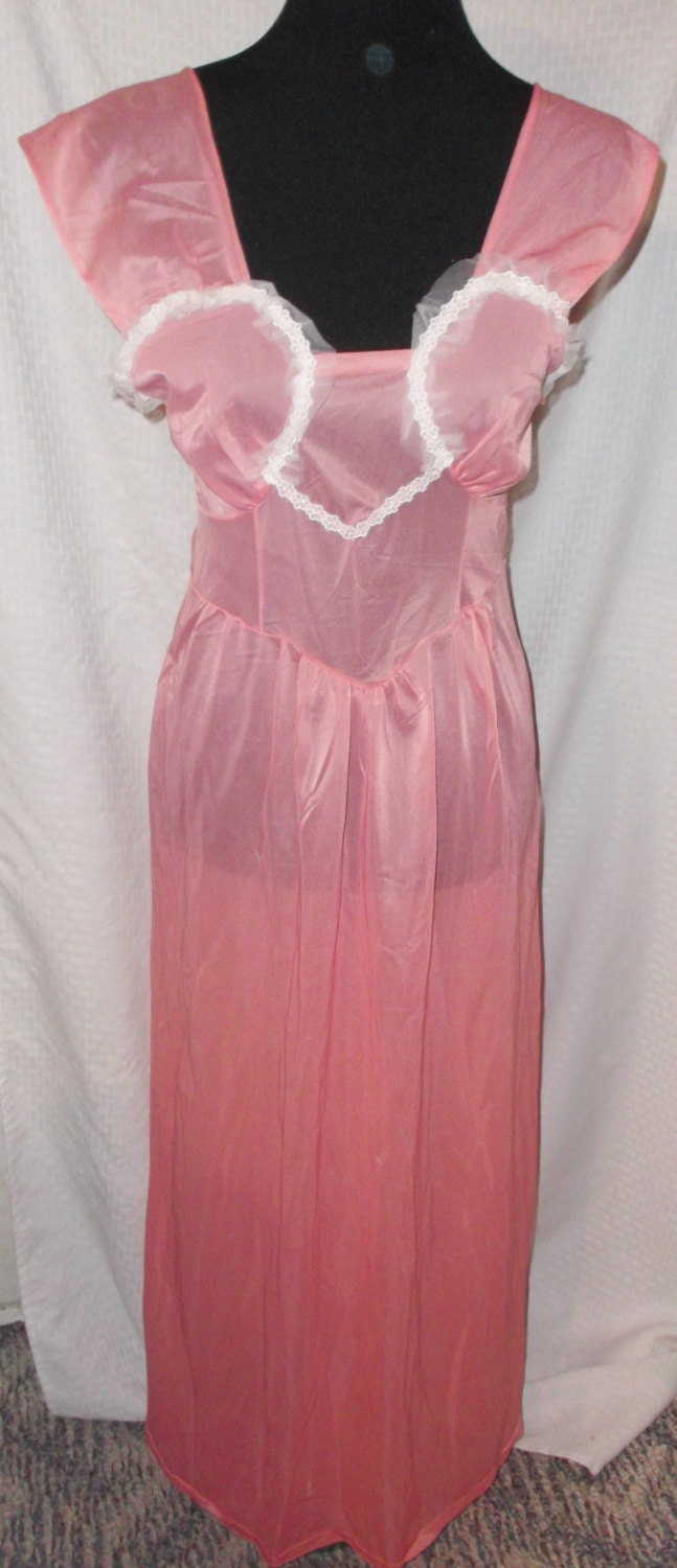 Clearance 1950s Vintage Pink Sheer Nylon Nightgown by
