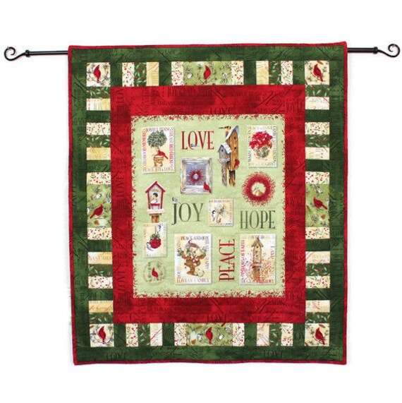 Quilted Christmas Wall Hanging Peace Love Hope Joy Quilt