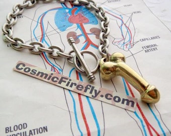 Penis Bracelet Hancrafted Jewelry Mature Fashion Jewelry Steampunk Bracelet Small Penis Silver Charm Bracelet X Rated Gay Men's Gag Gift