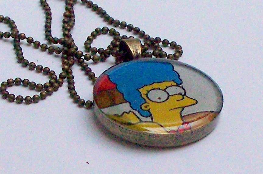 Necklace UPCYCLED Marge Simpson image from vintage Simpsons
