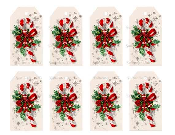 Christmas Candy Cane Tags DIY Digital Download vintage