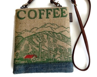 MTO. Custom. Maui Cross Body Bag. Mini-Messenger. Repurposed MauigrownCoffee Bag. Handmade in Hawaii.