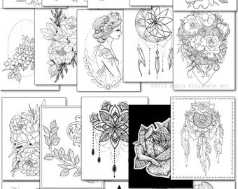Download Adult Coloring Book Floral Tattoo Gold Foil Cover 44