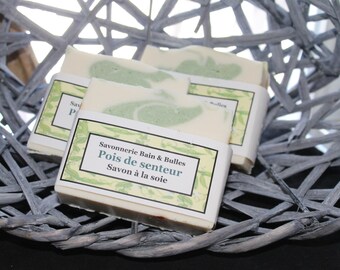 Savon à la soie Pois de senteur, floral, fleur de bébé, douceur, sweet pea