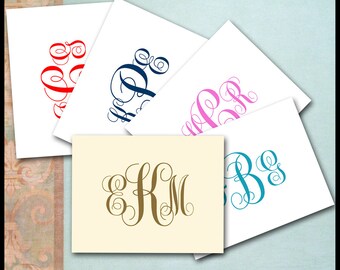Monogram Note Cards / Monogram Stationery / Ivory & Cocoa Brown / Custom Colors Available / 10 Notecards / MADE TO ORDER / Traditional