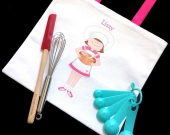Little chefs cooking party birthday baking cupcake themed party favors kids cooking personalized tote bags for cooking school girls boys
