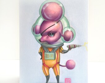 Lt. Hemwick - Atomic Candy Cosmonauts officer - 4 x 5.75 Mini Art Print by Mab Graves - unframed