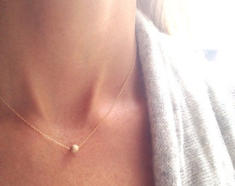 Gold Ball Necklace - Sparkle Ball Necklace - 14k Gold Filled Ball Necklace - Dainty Necklace - Charm Necklace