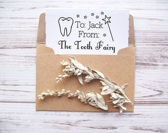 Tooth Fairy Stamp - Custom Rubber Stamp with Childs Name To From Personalized for signing Tooth Fairy Notes Gifts