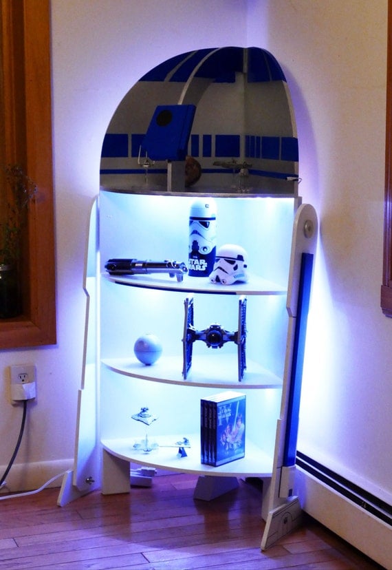 Star Wars R2-D2 Four Shelf Corner Case Cabinet Woodworking Plans (with 