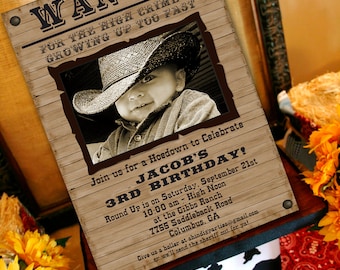 Cowboy Birthday Invitation | Cowboy Western Party Invitation | Wanted Poster 1st Birthday | Cowgirl Invitation Printable | Amanda's Parties