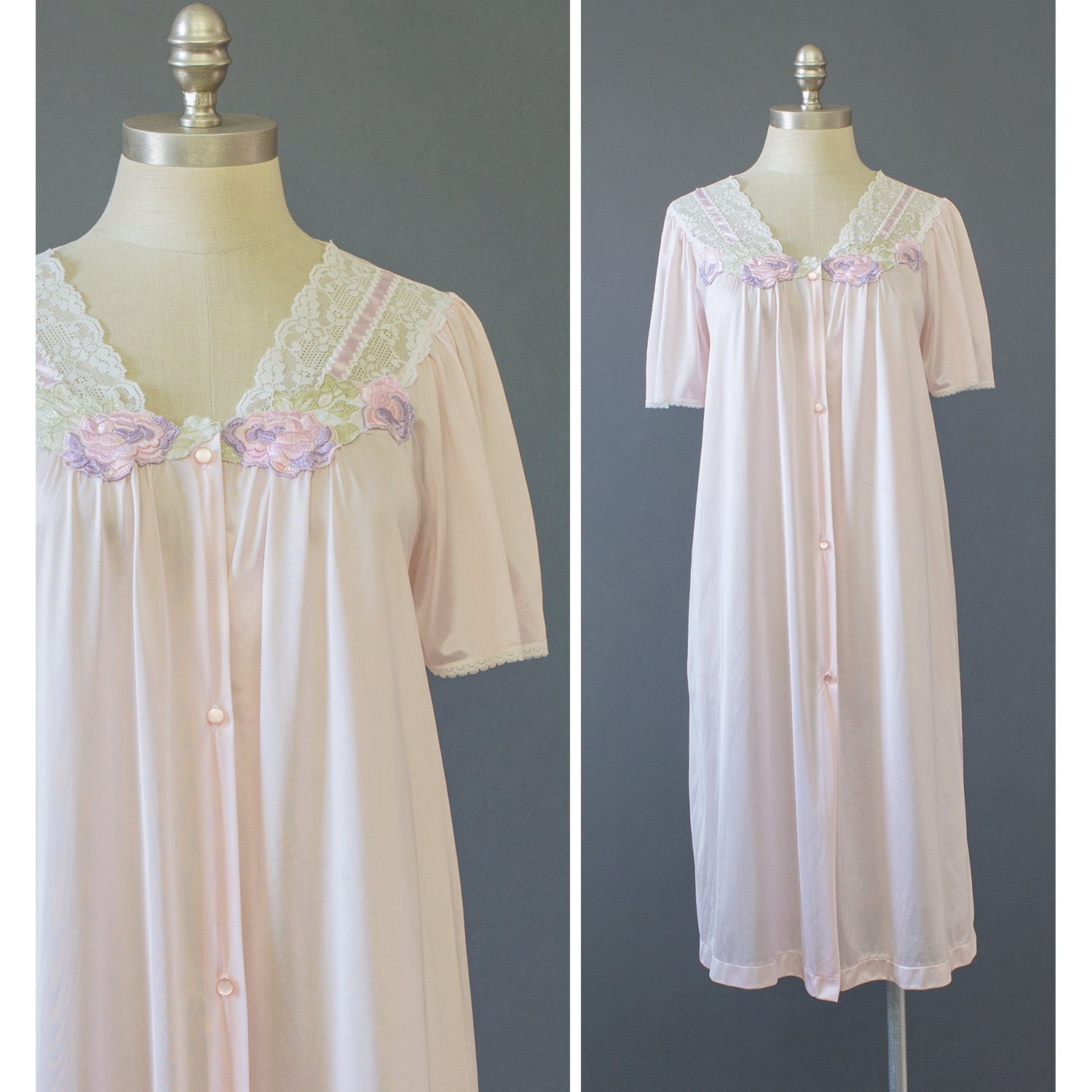 Vintage 70s Nightgown Vanity Fair Lace Trim by recyclinghistory