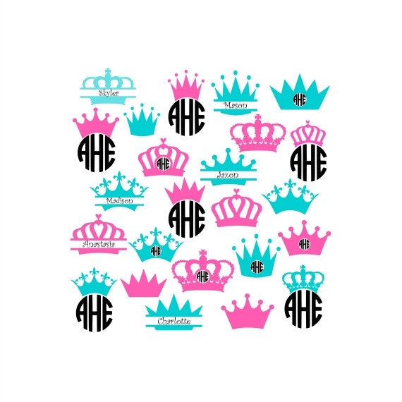 Princess Crown Svg Crowns Svg Monogram Crown Svg Split