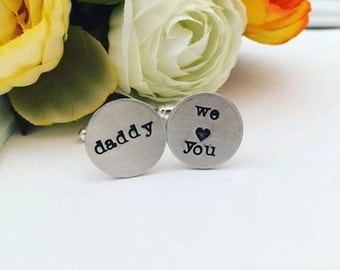 Personalized Cufflinks - Hand Stamped Cufflinks - Cufflinks for Dad - Handstamped Cufflinks - Wedding Cufflinks - Custom Cufflinks