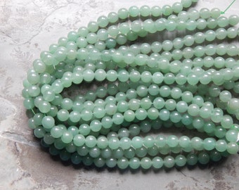 Aventurine Beads - 10mm Green Aventurine Polished Round Gemstone Beads, Half Strand (INDOC88)