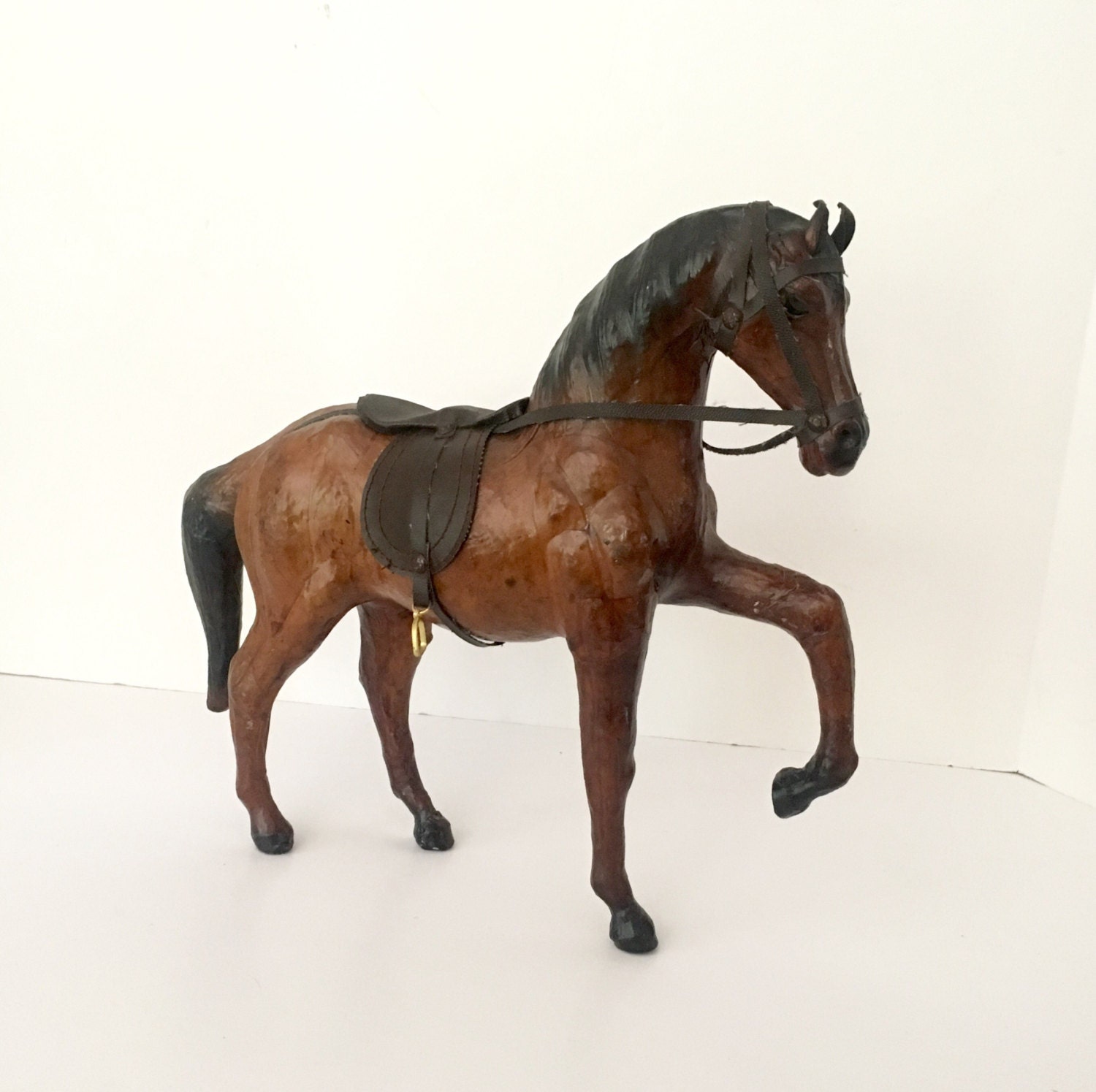 Vintage Leather Horse Statue