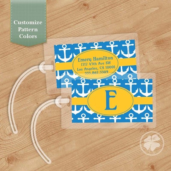 Anchors Luggage Tag, Bag Tag, Backpack Tag, ID Tags, Personalized, Custom Il_570xn
