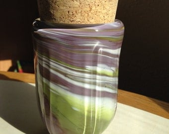 Hand Blown Glass Jar - Sierra Spring Optic with cork
