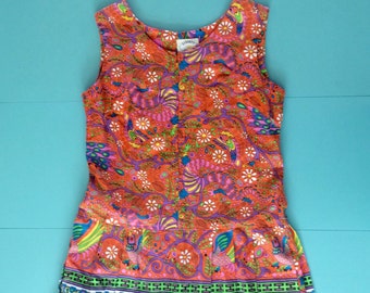 70s Scooter Dress M/L • Sleeveless Drop Waist Mini Dress • Psychedelic Print Dress • Liberty Circle Dress • 60s Scooter Romper • Mod Dress