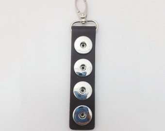 1 Brown Leather Keychain - FITS 18MM Candy Snap Charm Jewelry Silver Limited Edition CJ0426