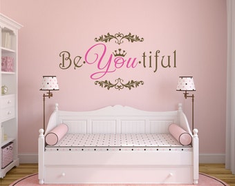 Girls Bedroom Wall Decor be you tiful decal | etsy Girls Bedroom Wall Decor be you tiful decal | etsy