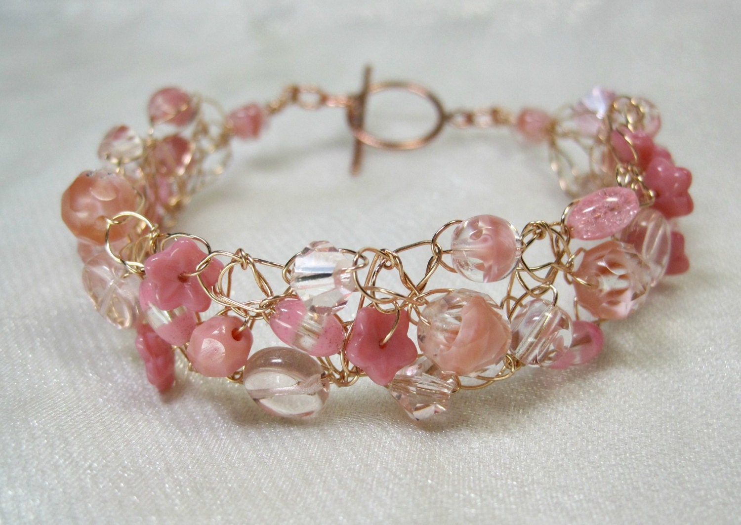 Download Pink Wire Crochet Bracelet bead crocheted bracelet handmade