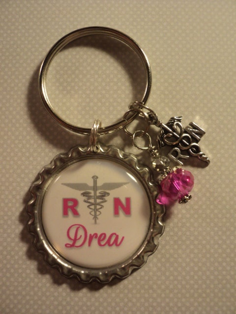 Personalized Nurse key chain with charms