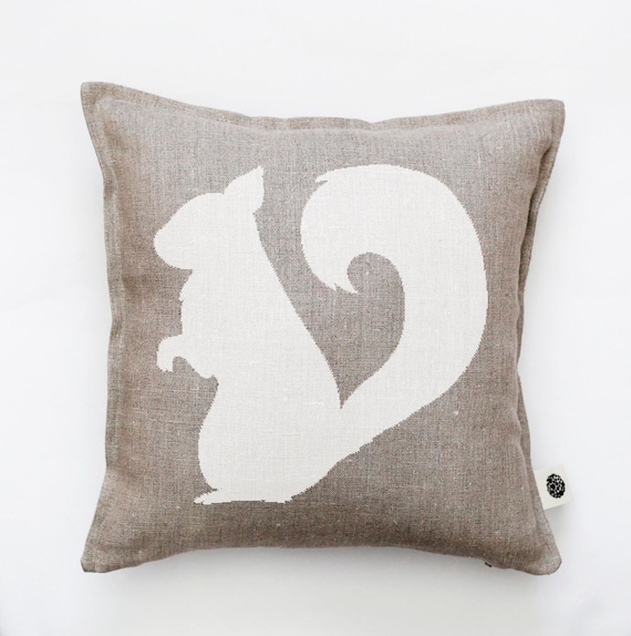 Squirrel pillow cover - decorative pillow - squirrel pillow - symbol of energy and balance - print cushion - bird throw pillow 0381