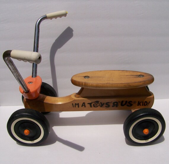 Vintage Toys R Us Kid Rare Maple Wood 4 Wheel Scooter