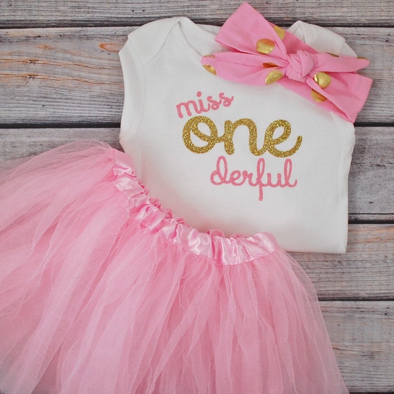 One-derful First birthday outfit girl pink and gold birthday