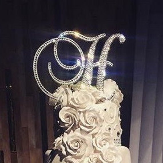 Gorgeous Swarovski Crystal Wedding Cake Toppers 6 In
