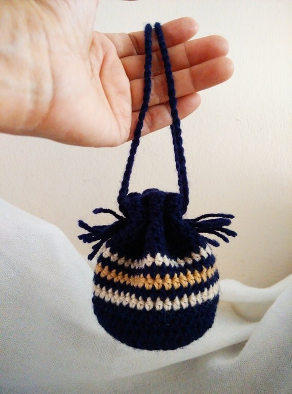 Unisex Crochet Mini Drawstring Coin Purse Change by RainbowKnit
