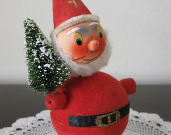 1950s Santa Claus Bobblehead Candy Container - Paper Mache - Western Germany