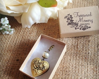 Photo bouquet charm / locket with clip - bronze