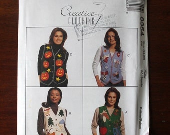 Misses' Lined Applique Vests Halloween, Harvest, Christmas, Angels, Holiday Clothing McCall's 8354 Plus Size 24, 26 Creative Clothing 1996