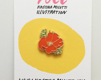 California Poppy Lapel Pin