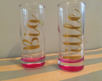 Personalized Big Little Shot Glasses, Big Lil Shot Glass, Big Little, Sorority Sister Gift, Sorority Shot Glasses