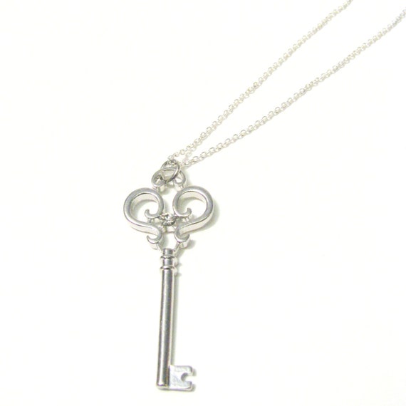 Items similar to Silver Key with Rhinestone Pendant Embellishment