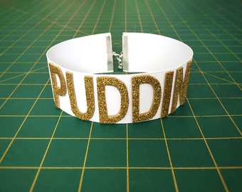 Harley Quinn Cosplay Puddin Choker Necklace Suicide Squad Costume Glitter Gold Gotham Sirens Joker DC Comics