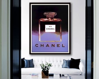 Black Violet Chanel No.5 Perfume Poster PRINTABLE FILE Andy Warhol - Chanel poster, Fashion illustration art, Dorm room art, Gift for her