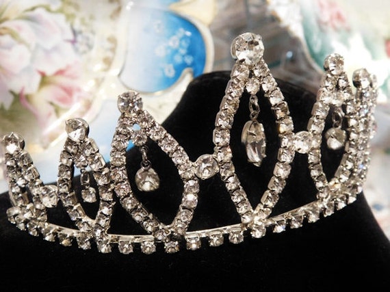 Rhinestone Tiara Wedding Bride Vintage Dangle Crystals Tiara Crown Hair Accessory Hair Comb Headpiece Headdress Jewelry Bridal Head Band